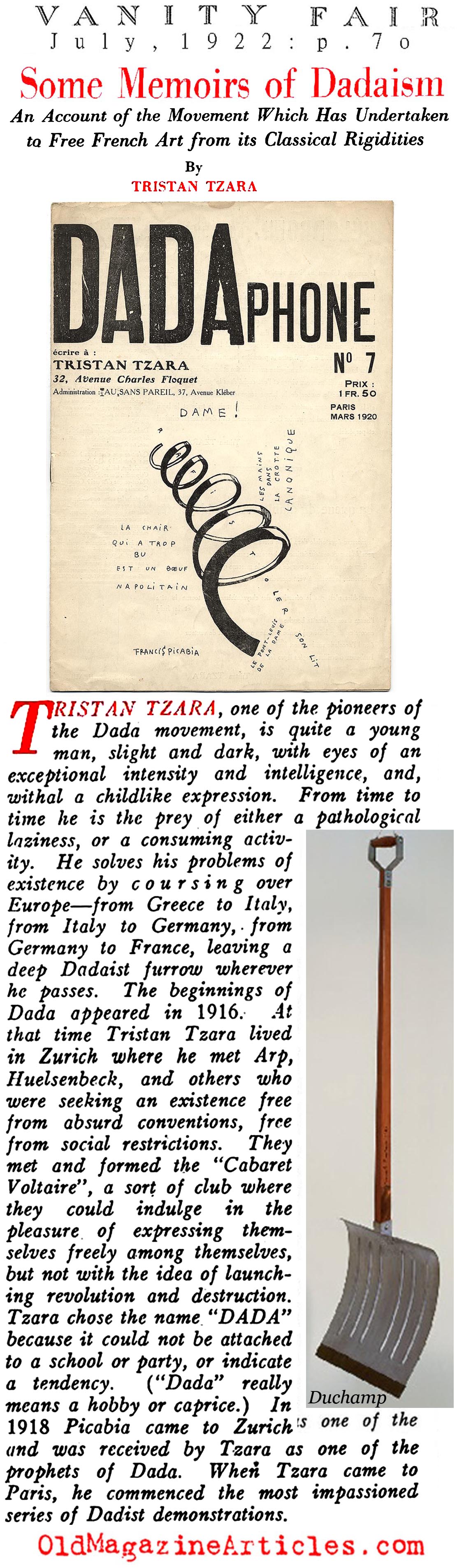 Tristann Tzara on Dada (Vanity Fair, 1922)