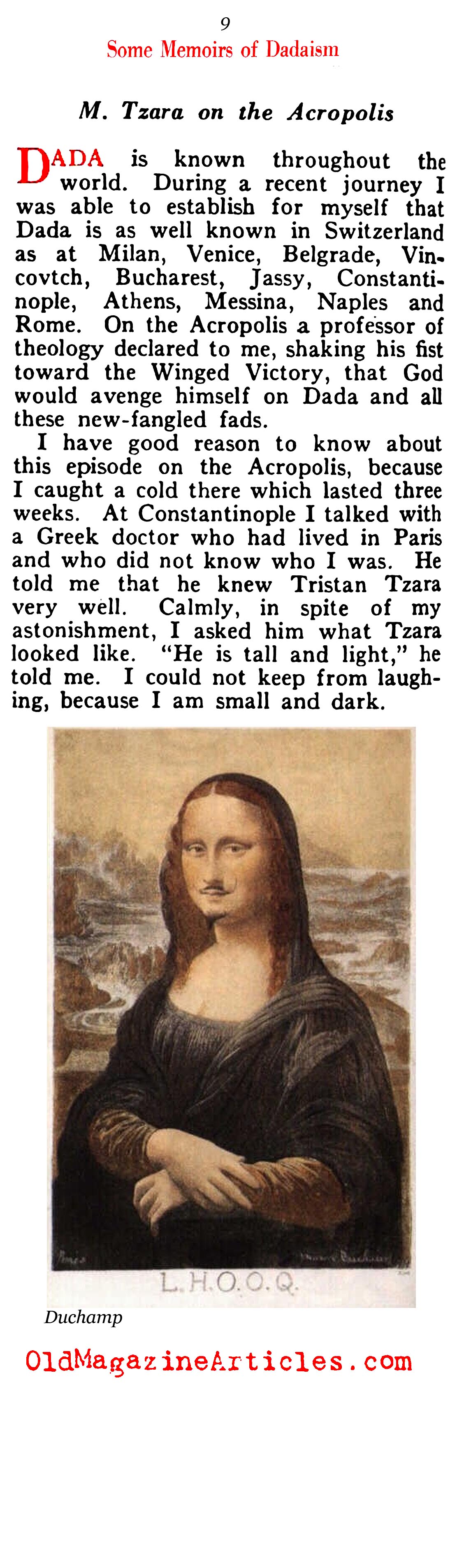 Tristann Tzara on Dada (Vanity Fair, 1922)