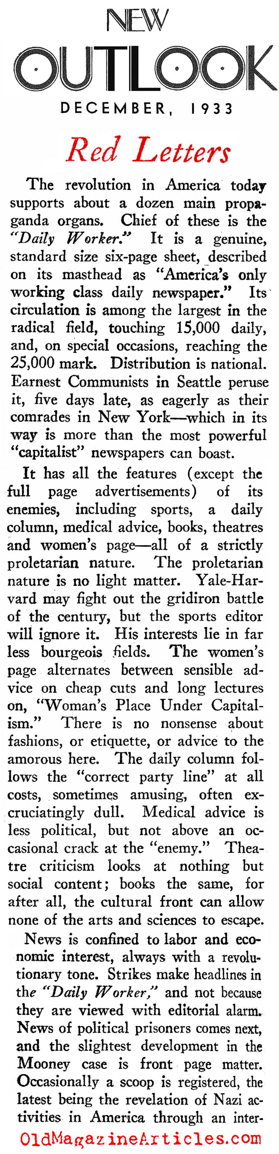 <I>The Daily Worker</I> (New Outlook, 1933)