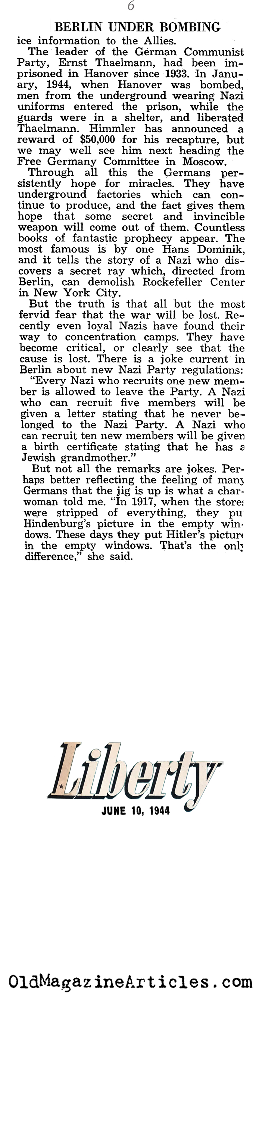Berliners Under the Bombs (Liberty Magazine, 1944)