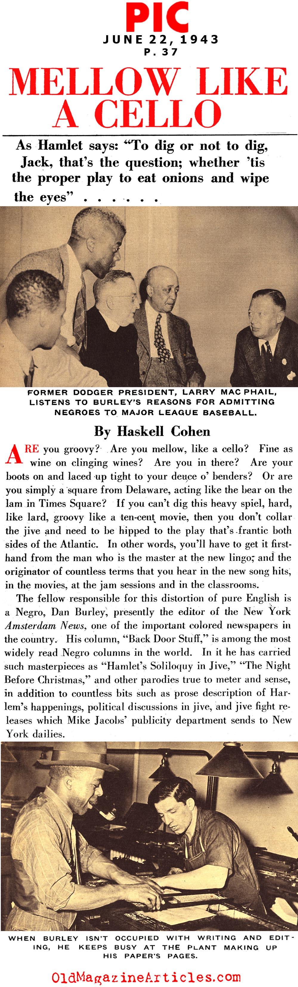 Dan Burley, Editor (Pic Magazine, 1943)
