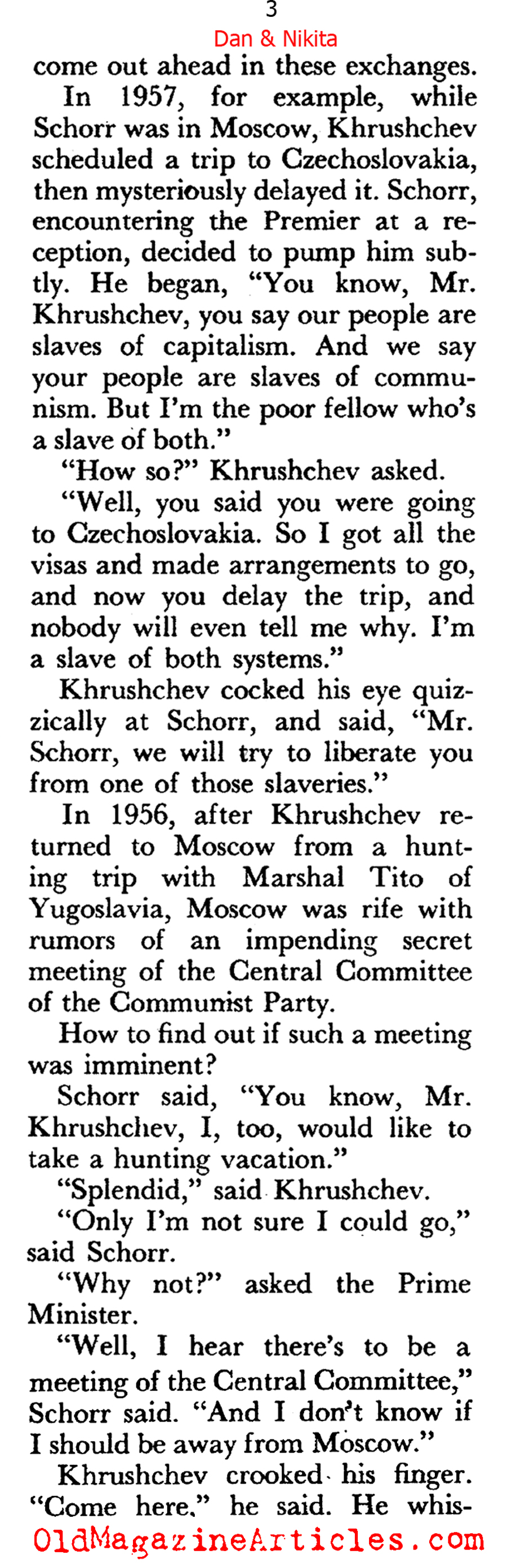 Journalist Daniel Schorr and Premier  Khrushchev (Coronet Magazine, 1961)