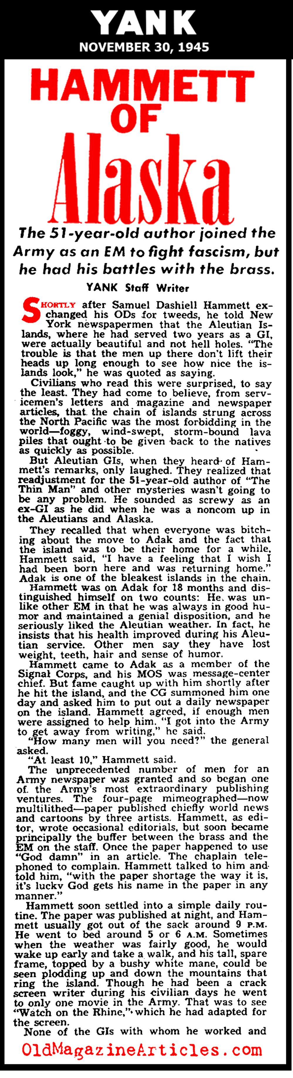 A Writer in the Ranks (Yank Magazine, 1945)