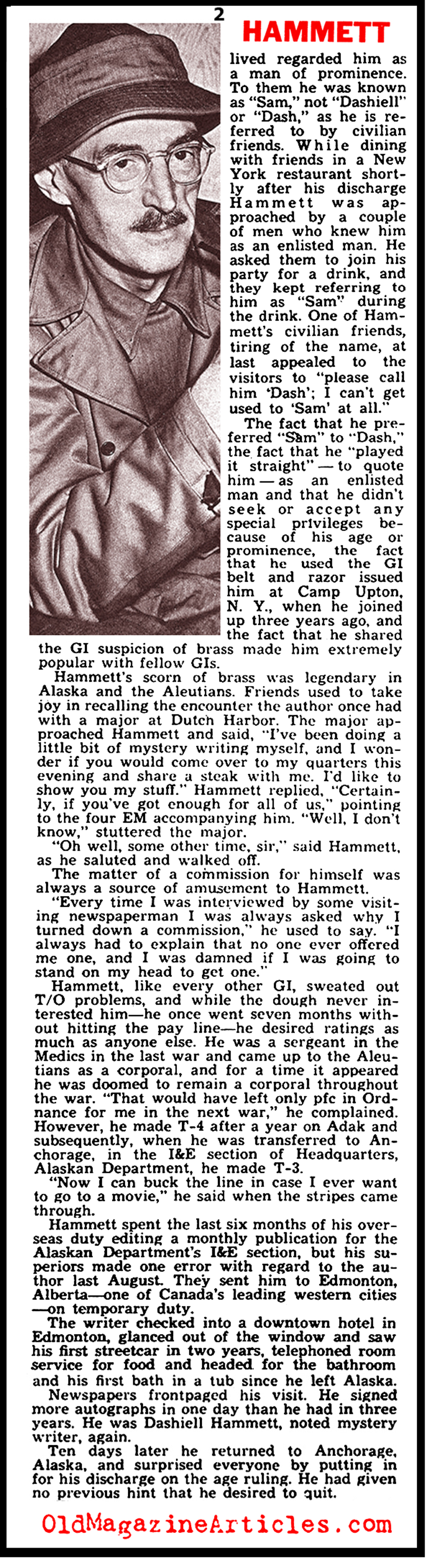 Dashiel Hammett Fights the Fascists (Yank Magazine, 1945)