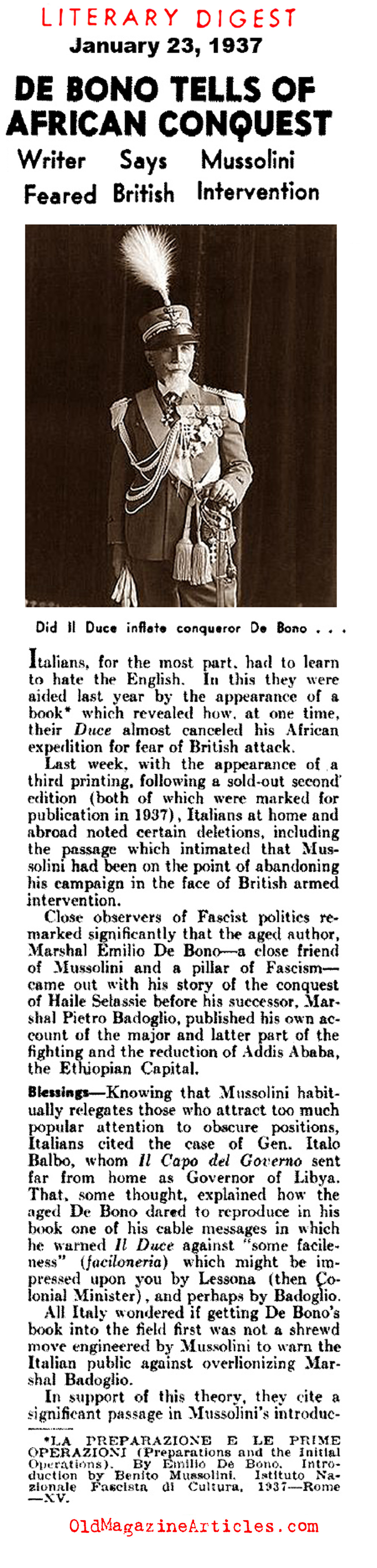 The Italian Conquest of Ethiopia (Literary Digest, 1937)