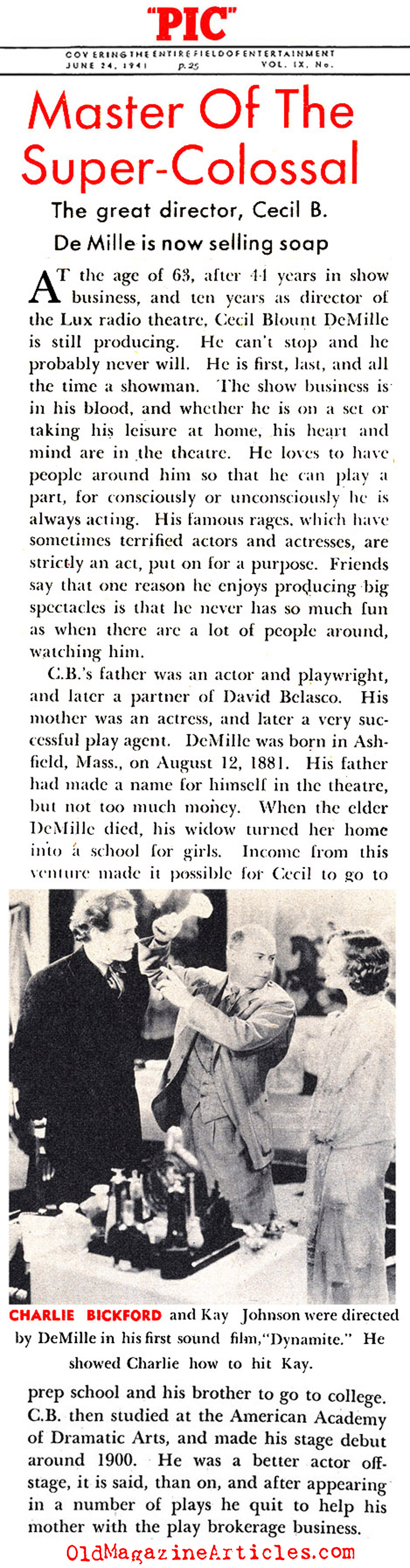 The  Show-Biz Blood of Cecil B. DeMille (Pic Magazine, 1941)