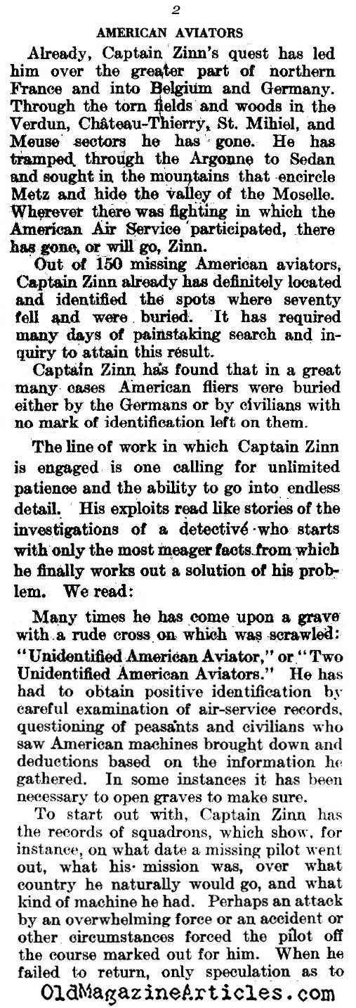 Finding the Graves of American Aviators (Literary Digest, 1919)