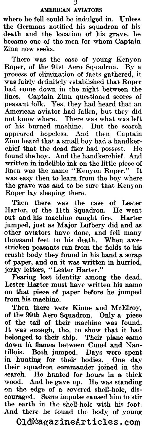 Finding the Graves of American Aviators (Literary Digest, 1919)