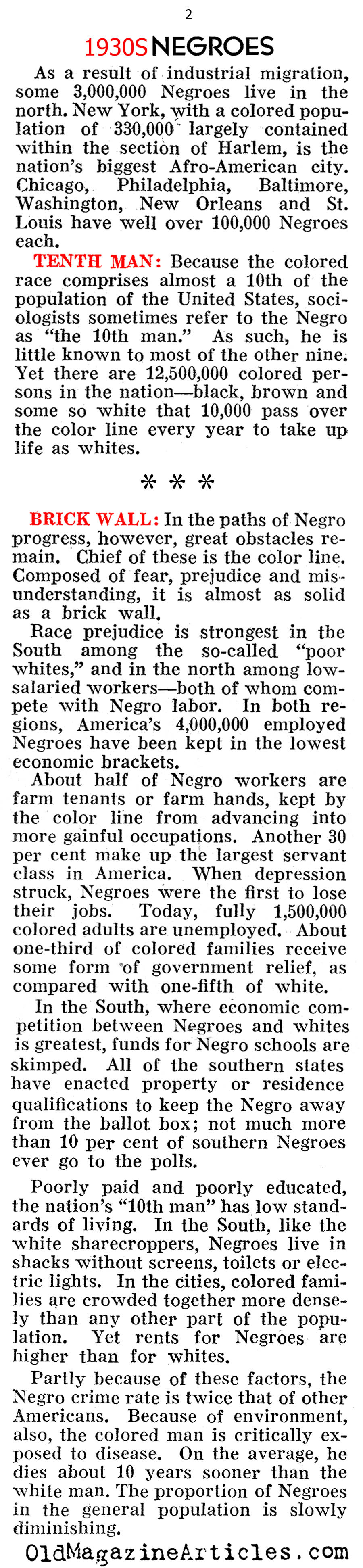 African-Americans During the Great Depression (Pathfinder Magazine, 1939)