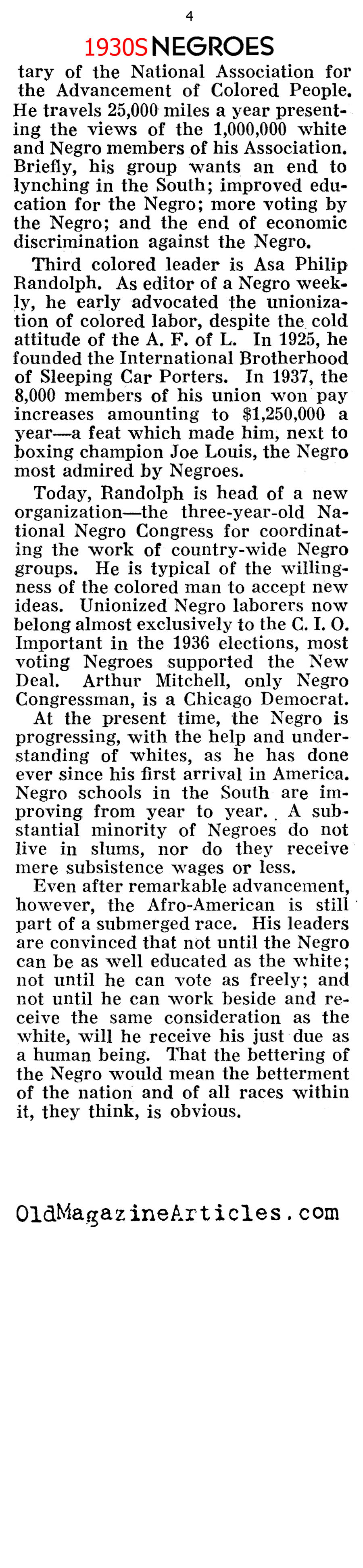 African-Americans During the Great Depression (Pathfinder Magazine, 1939)