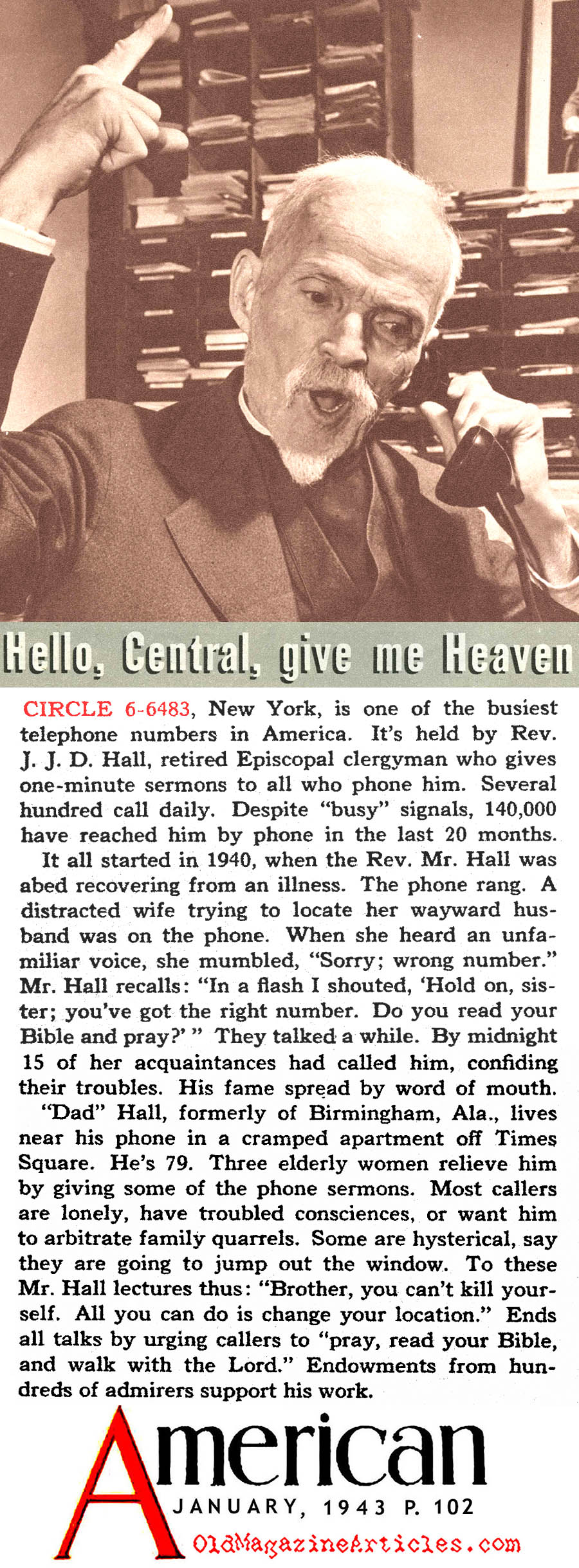 ''Hello, Central, Give Me Heaven'' (The American Magazine, 1943)