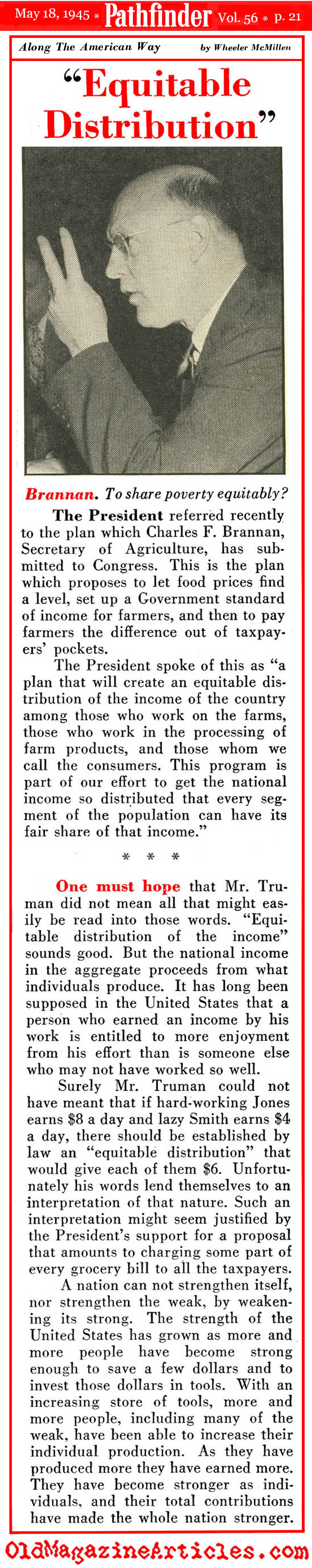 When President Truman Tried his Hand at ''Distributing Wealth'' (Pathfinder Magazine, 1949)