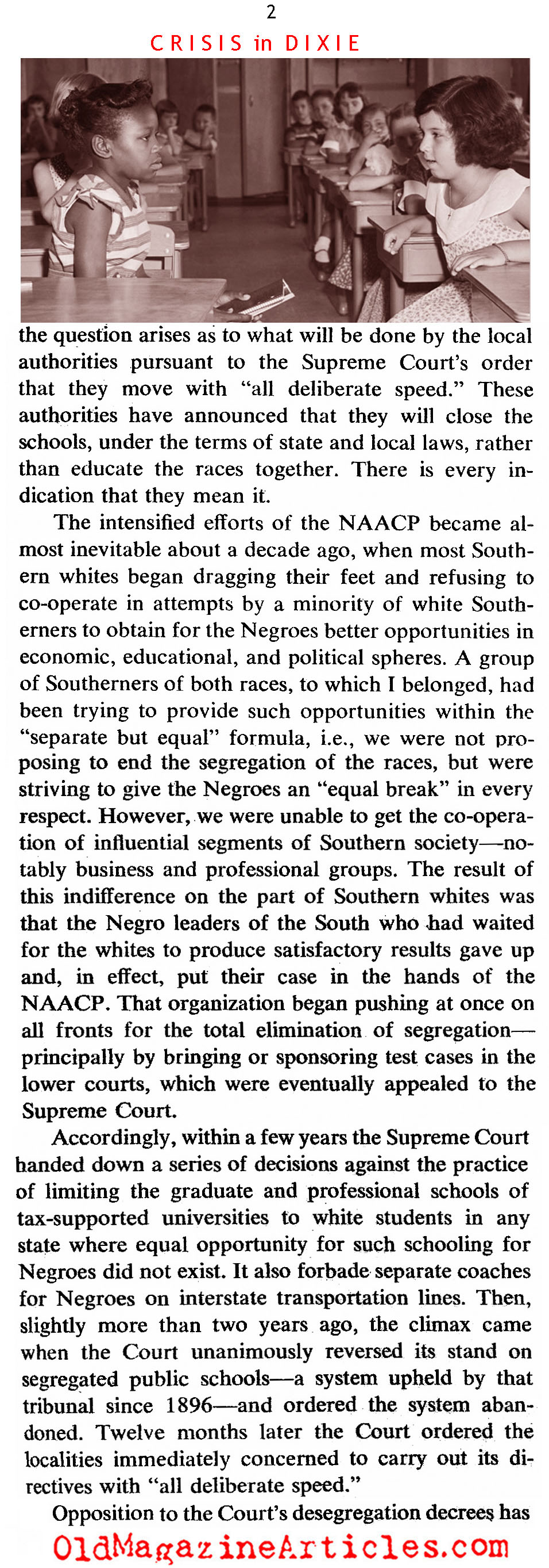 ''School Crises in Dixie'' (American Magazine, 1956)