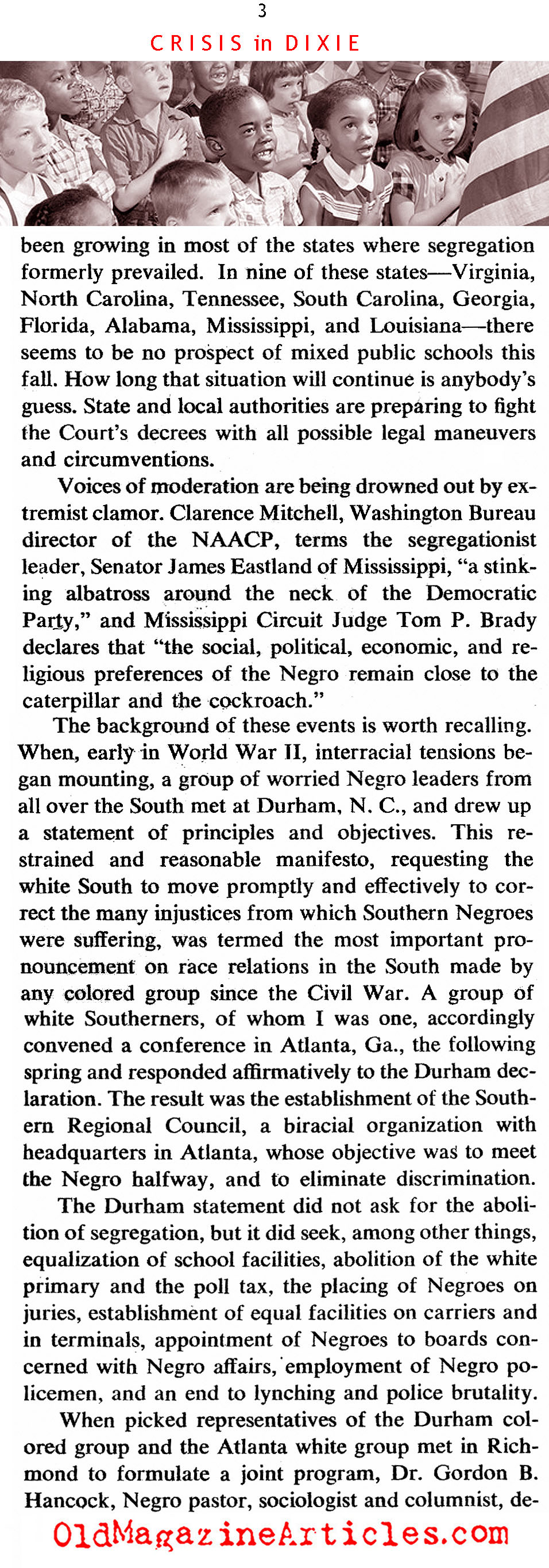 ''School Crises in Dixie'' (American Magazine, 1956)