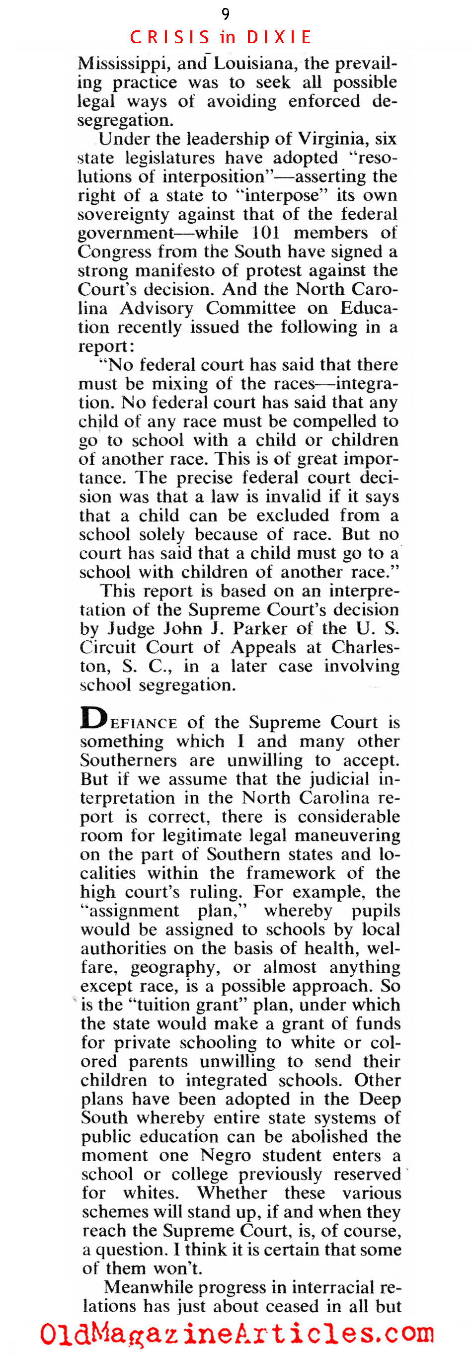 ''School Crises in Dixie'' (American Magazine, 1956)