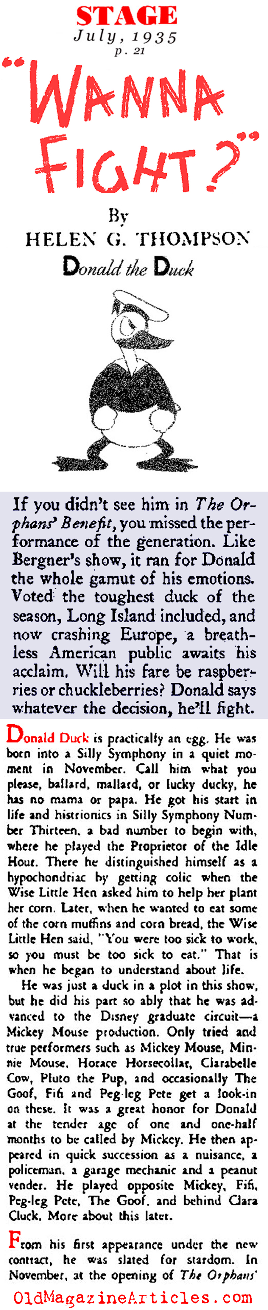 The Birth of Donald Duck  (Stage Magazine, 1935)