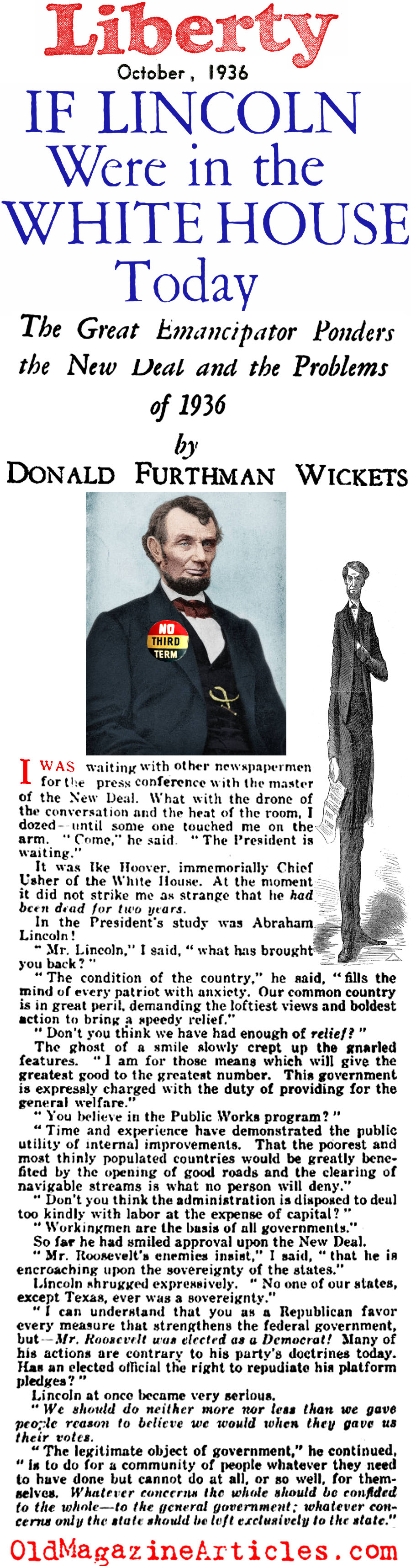 ''If Lincoln Were in the White House'' (Liberty Magazine, 1936)