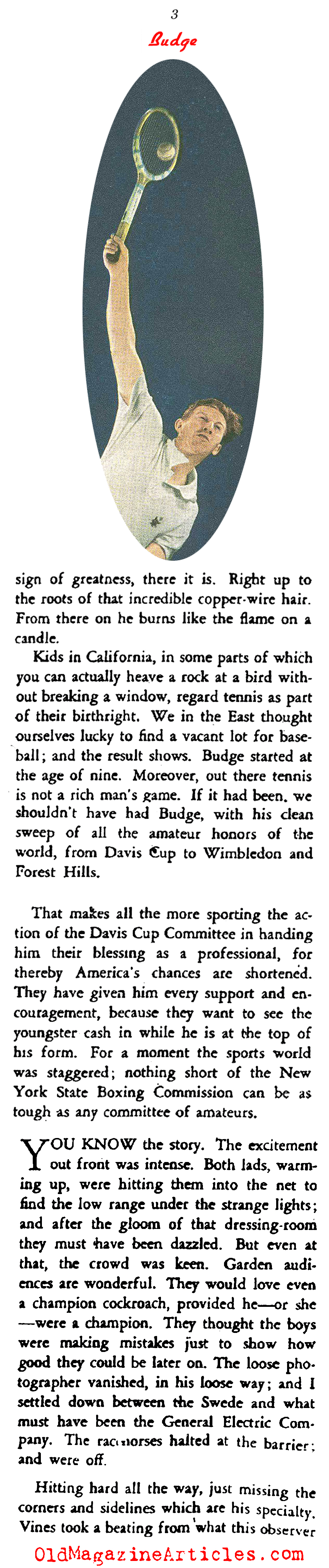 Donald Budge: 1940s Tennis Champ (Stage Magazine, 1939)