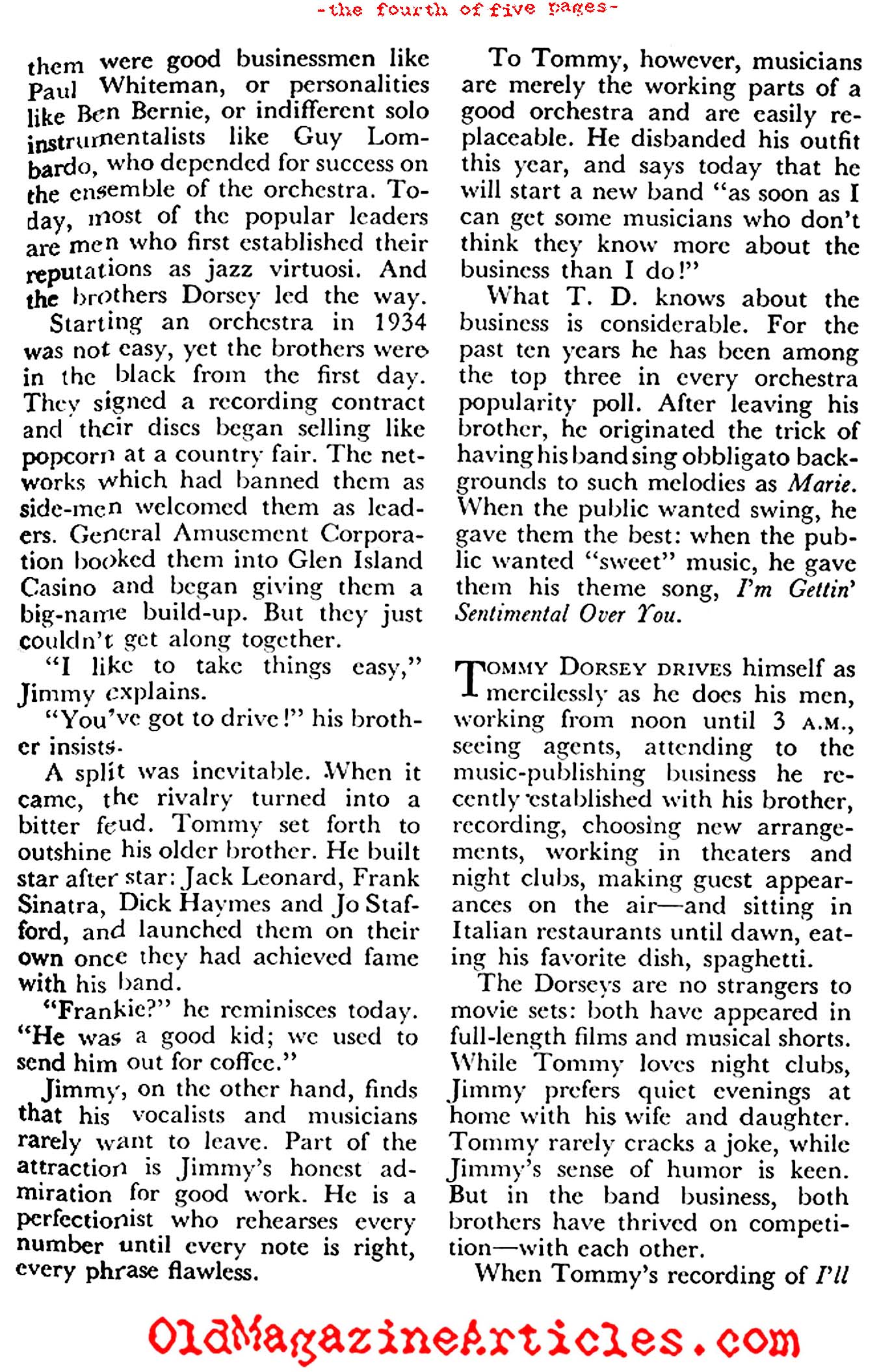 The Feuding Dorsey Brothers (Coronet Magazine, 1947)