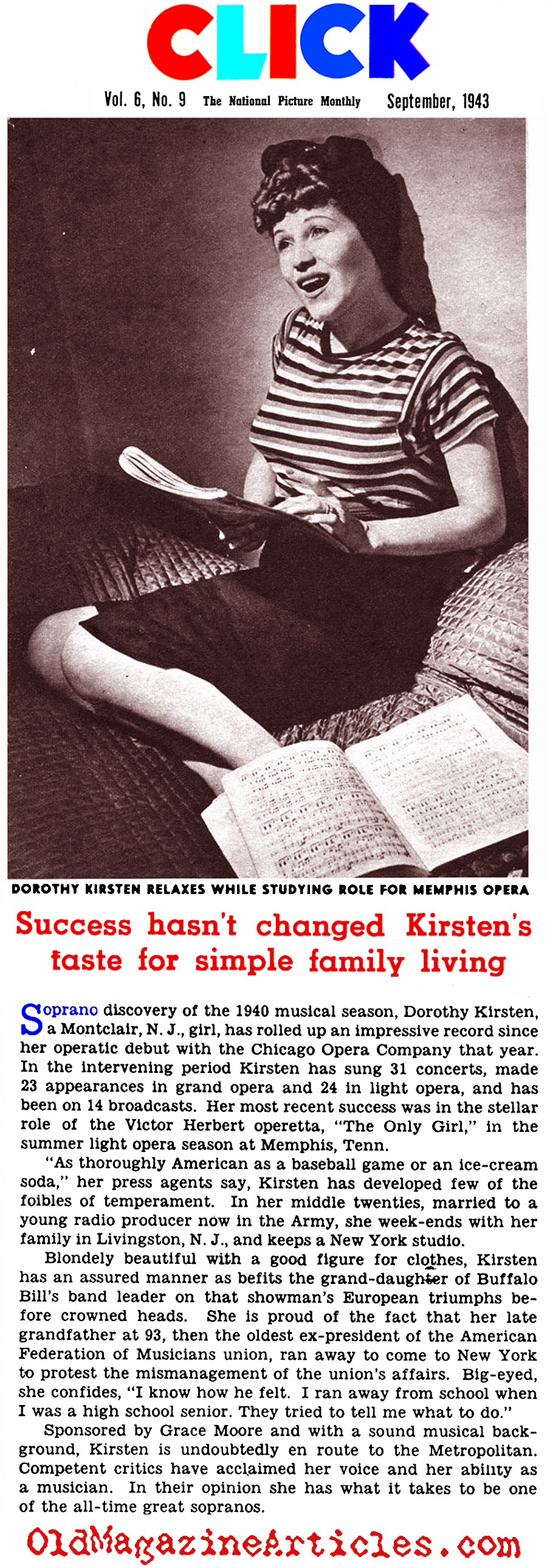 Soprano Dorothy Kirsten (Click Magazine, 1943)