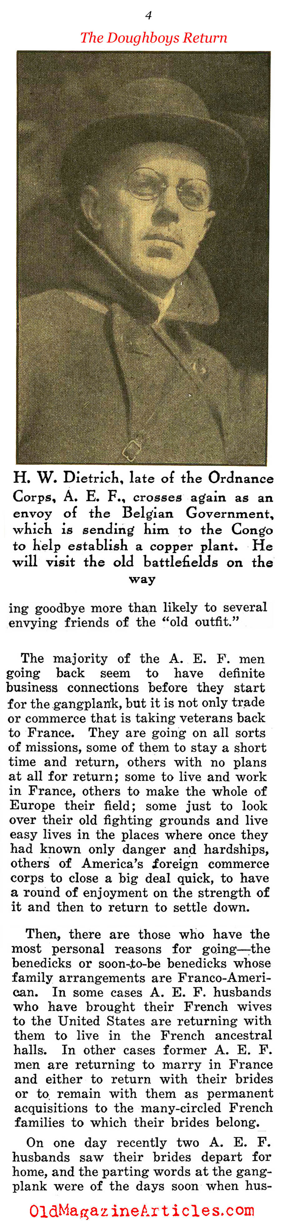 When The Doughboys Returned To France (Home Sector, 1920)