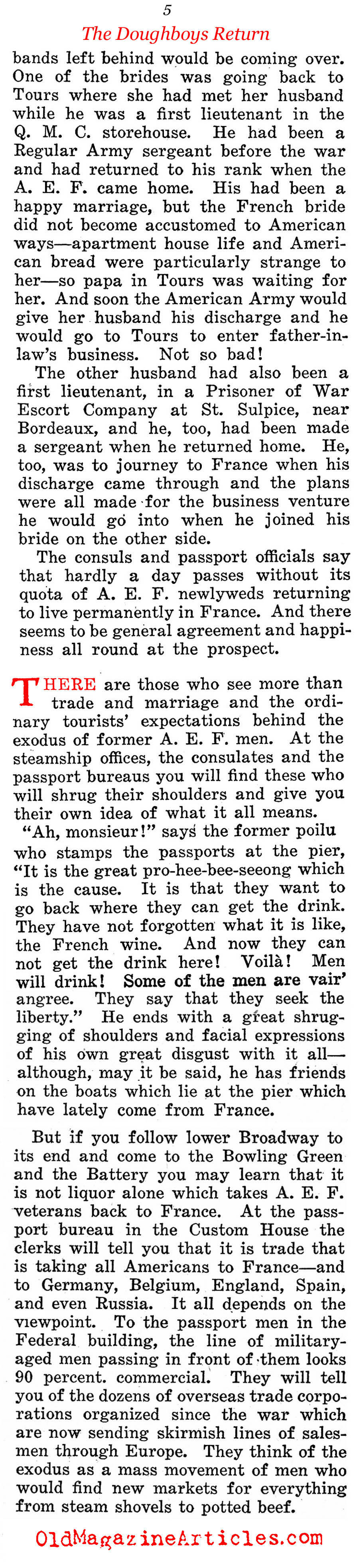 When The Doughboys Returned To France (Home Sector, 1920)