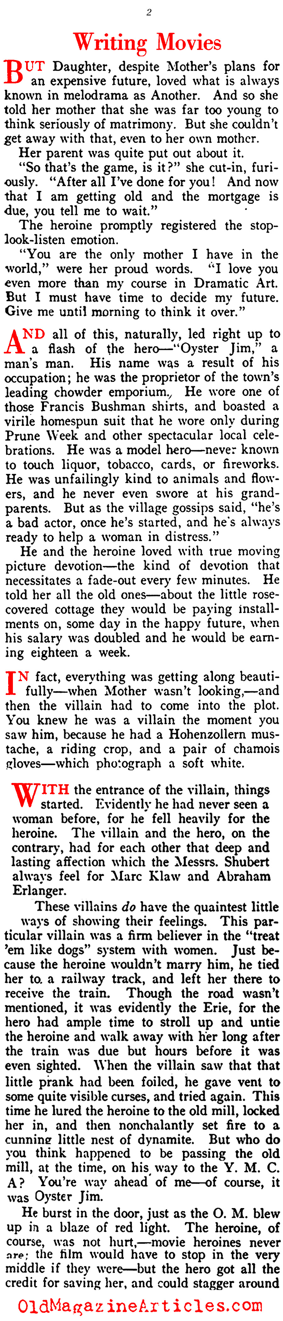 Douglas Fairbanks on the Writers of Silent Movies... (Vanity Fair, 1918)