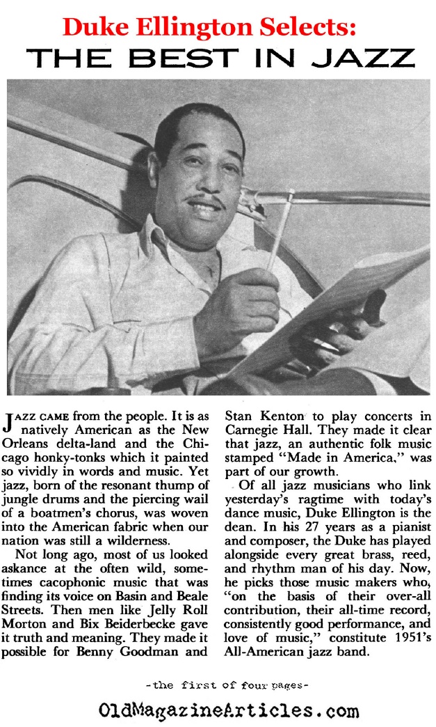 The Musicians Duke Ellington Admired (Coronet Magazine, 1951)