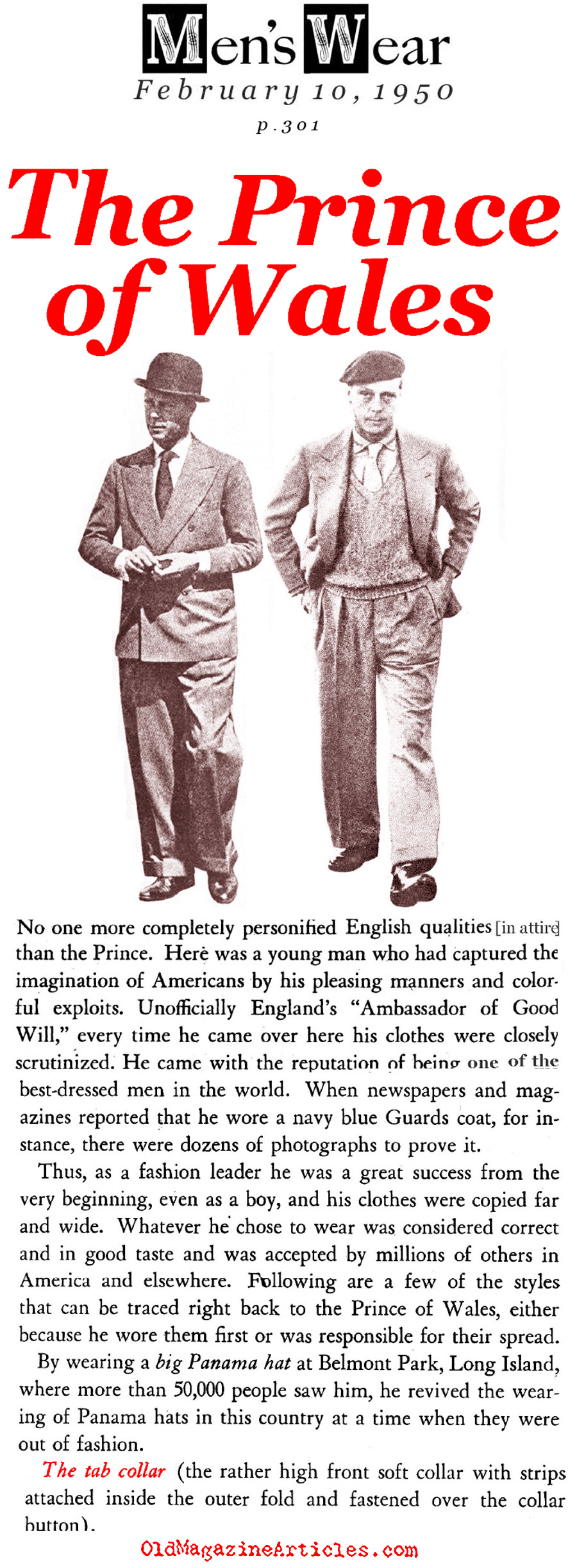 His Fashion Influence (Men's Wear, 1950)