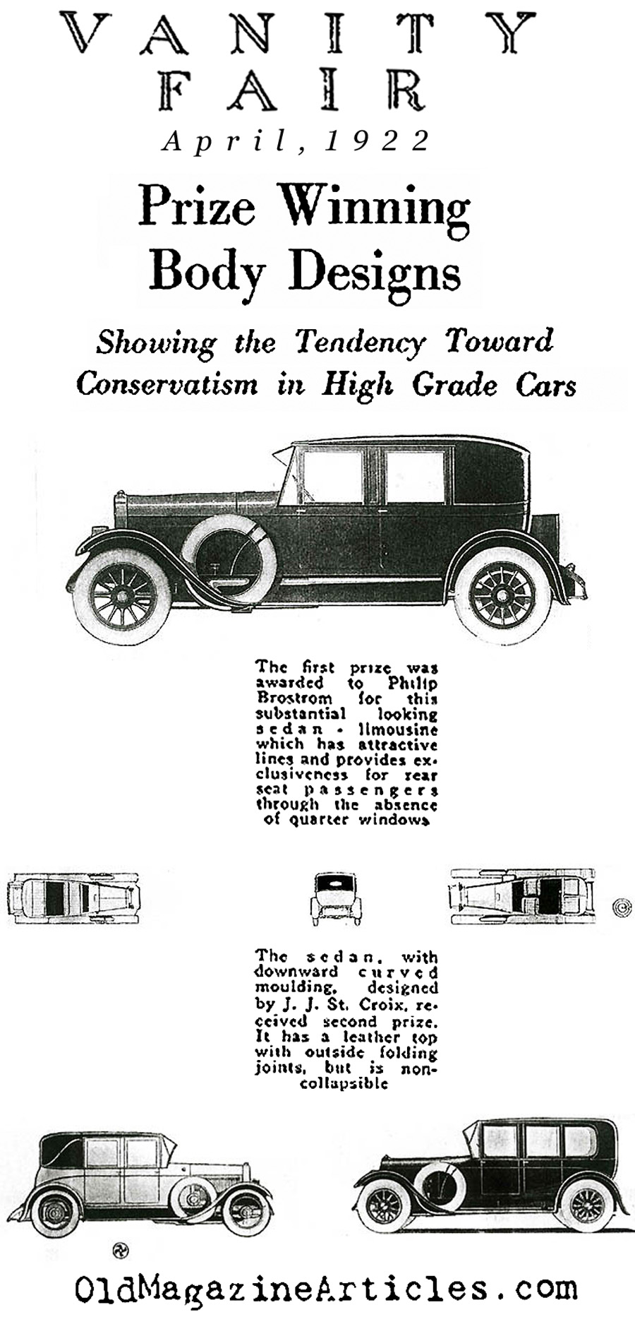 Car Design in 1922   (Vanity Fair Magazine, 1922)