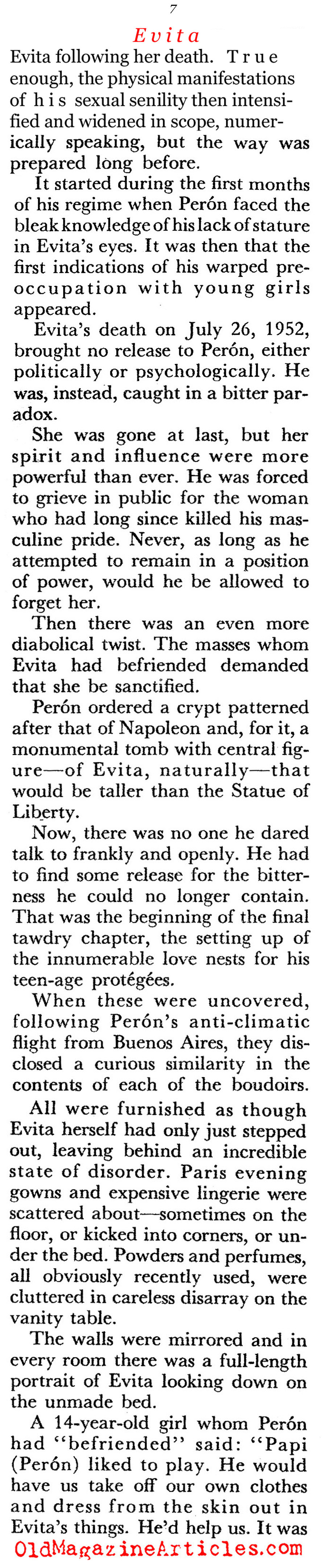 ''The Dictator and his Woman''  (Coronet Magazine, 1956)