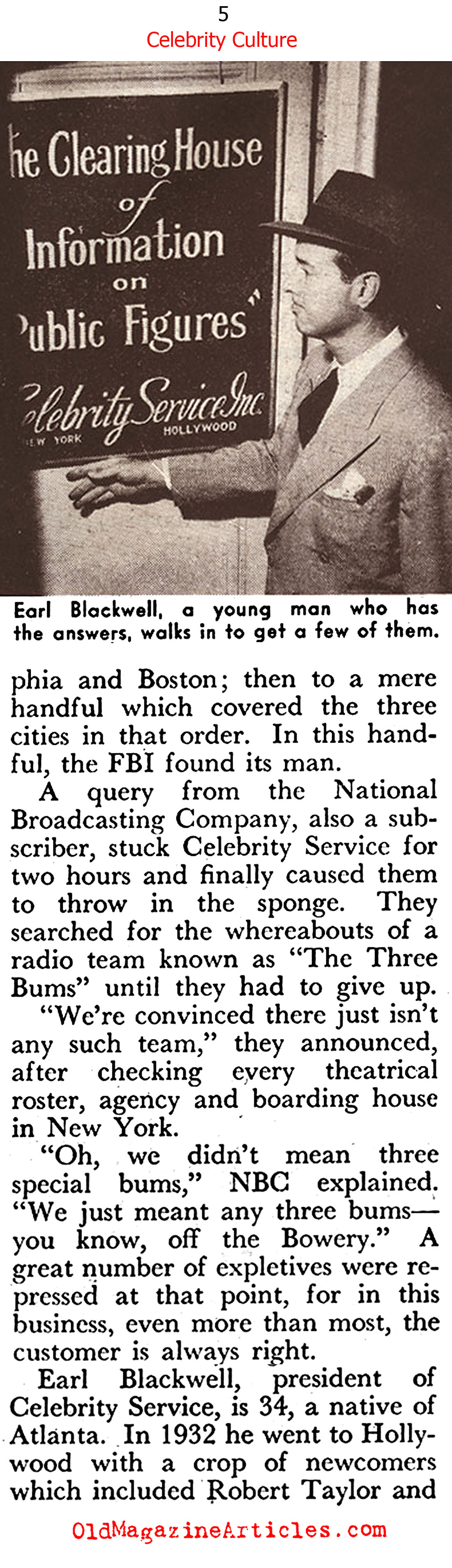 ''Celebrity Services'' (Pageant Magazine, 1945)
