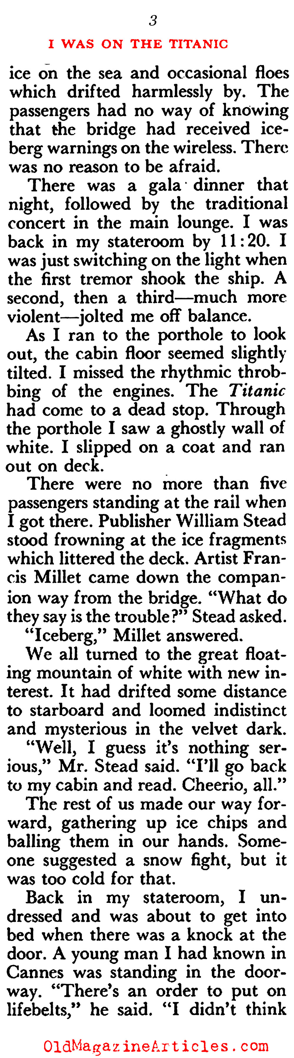 ''I Was On Board <em>Titanic''</em> (Pageant Magazine, 1953)