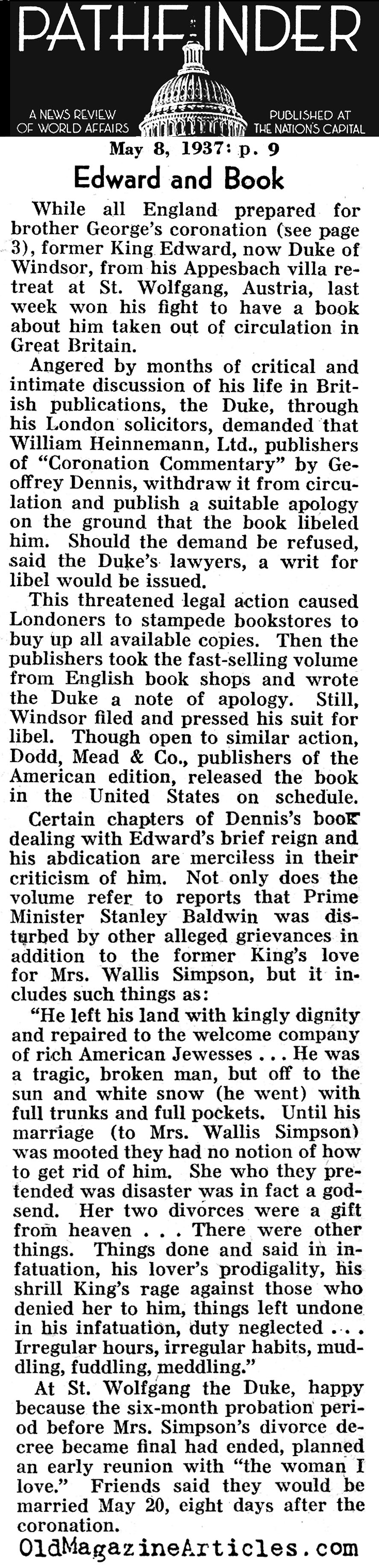 The Duke Went After An Author (Pathfinder Magazine, 1937)