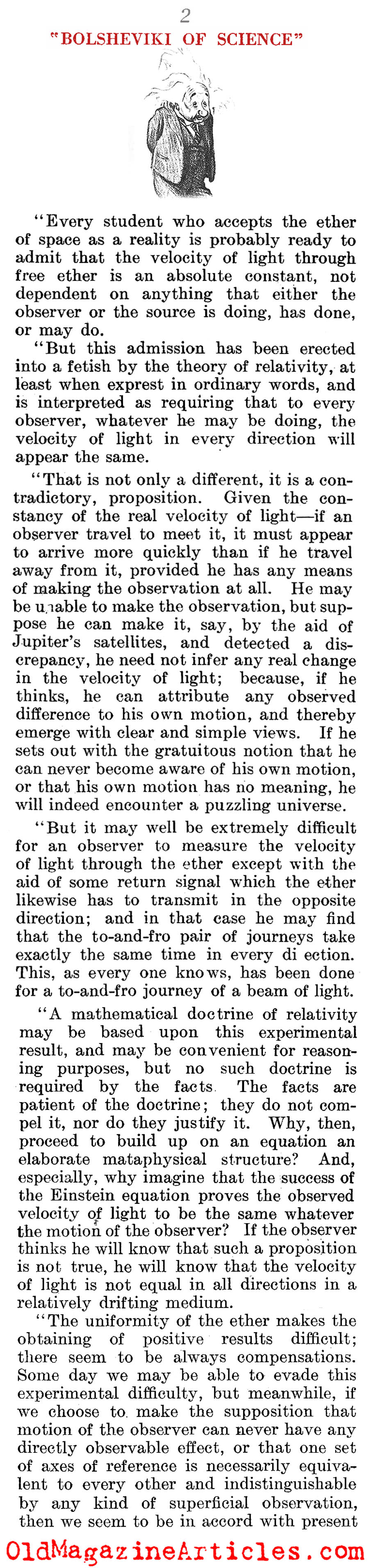 The Apostles of Einstein (The Literary Digest, 1921)