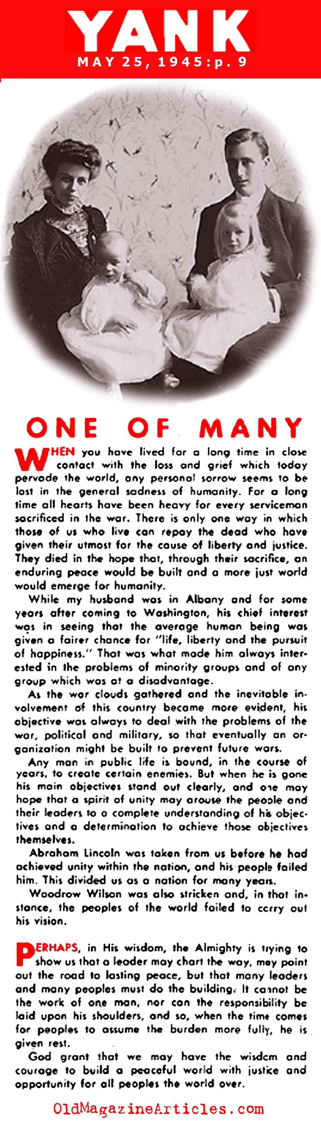 Eleanor Roosevelt on the Death of FDR (Yank Magazine, 1945)