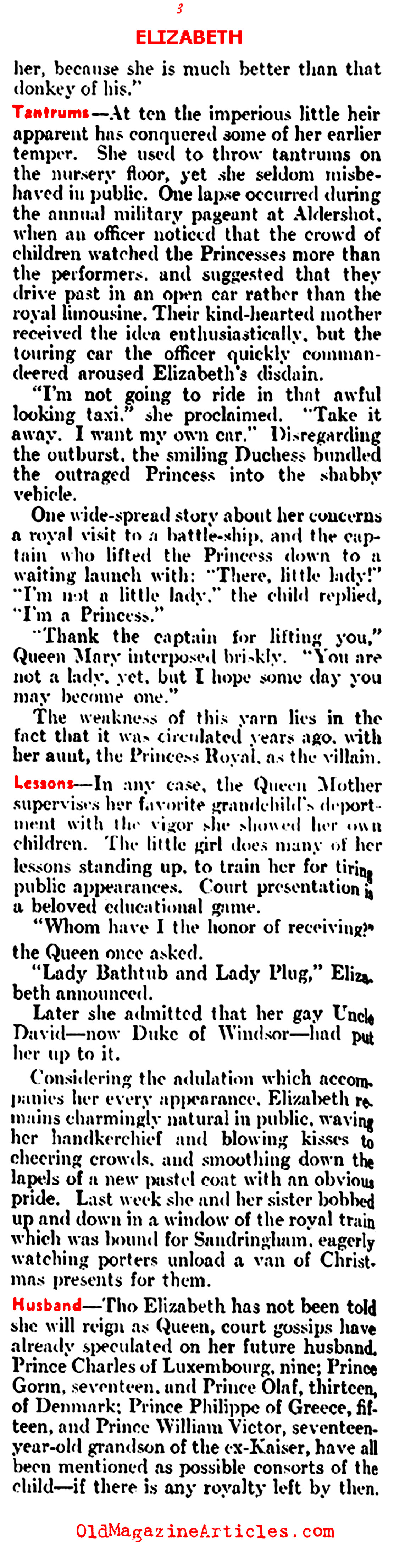 Anticipating Elizabeth II (Literary Digest, 1937)