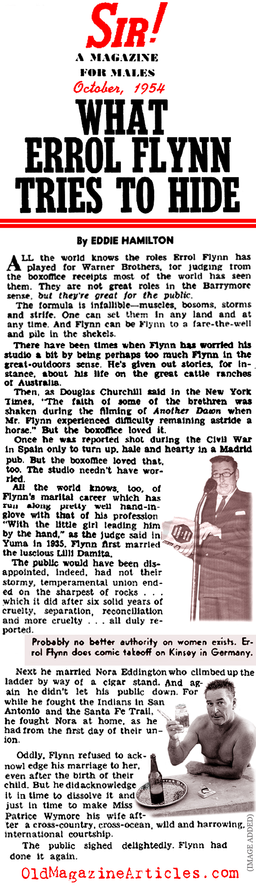 Bad-Boy Errol Flynn (Sir! Magazine, 1954)