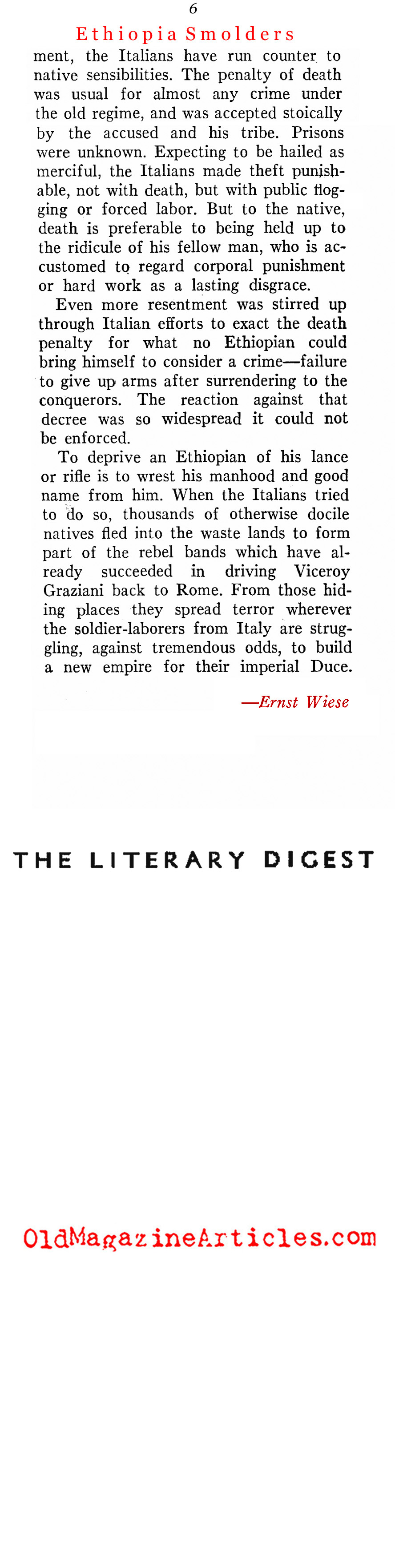 ''Ethiopia Smolders'' (Literary Digest, 1937)