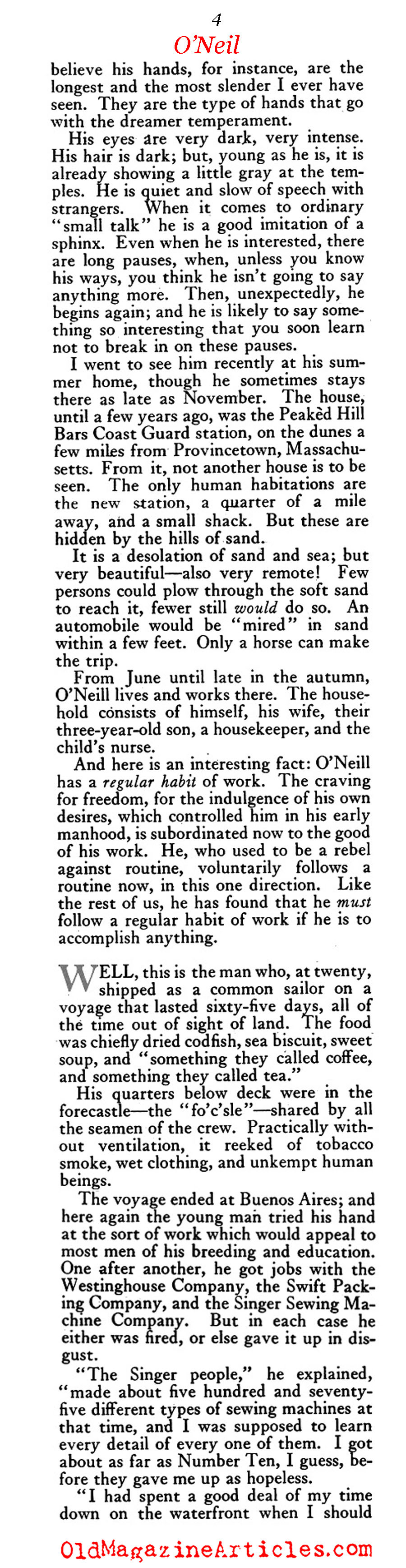 The Extraordinary Story of Eugene O'Neill (The American Magazine, 1922)