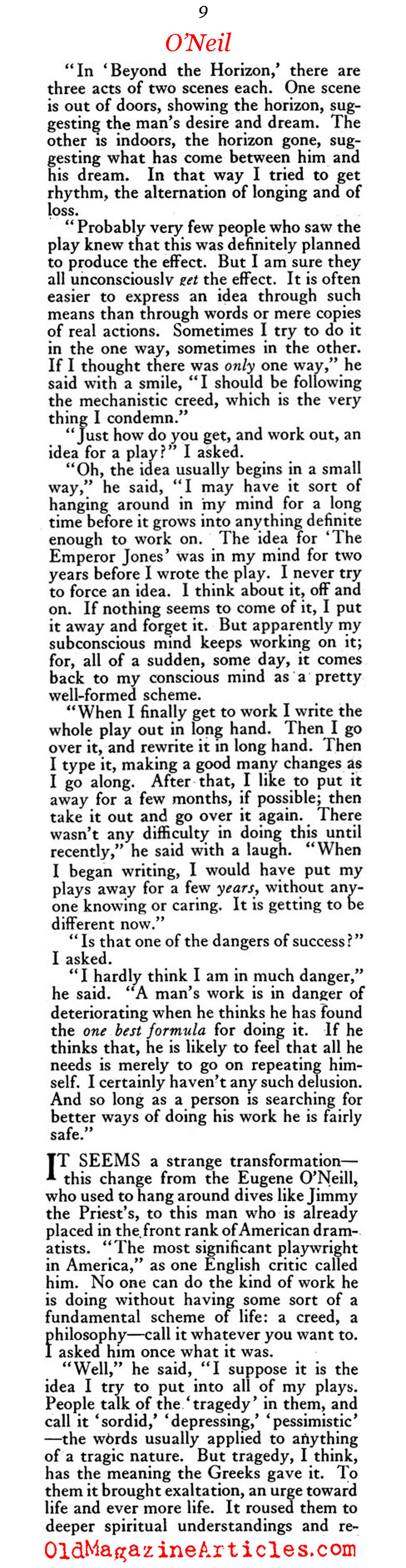 The Extraordinary Story of Eugene O'Neill (The American Magazine, 1922)