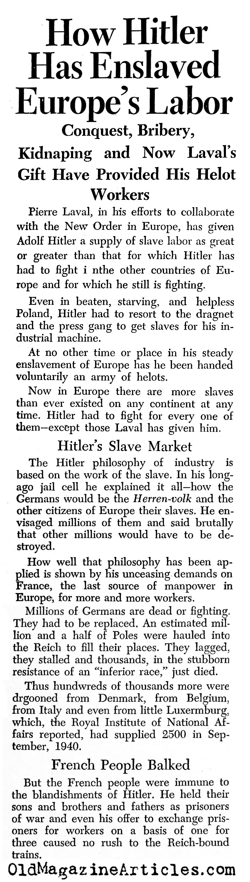 Europe Enslaved (PM Tabloid, 1942)