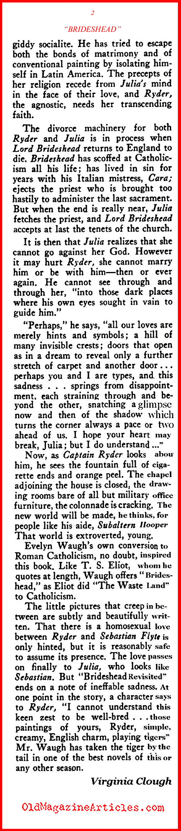 A Review of <i>Brideshead Revisited</i> (Rob Wagner's Script Magazinet, 1946)