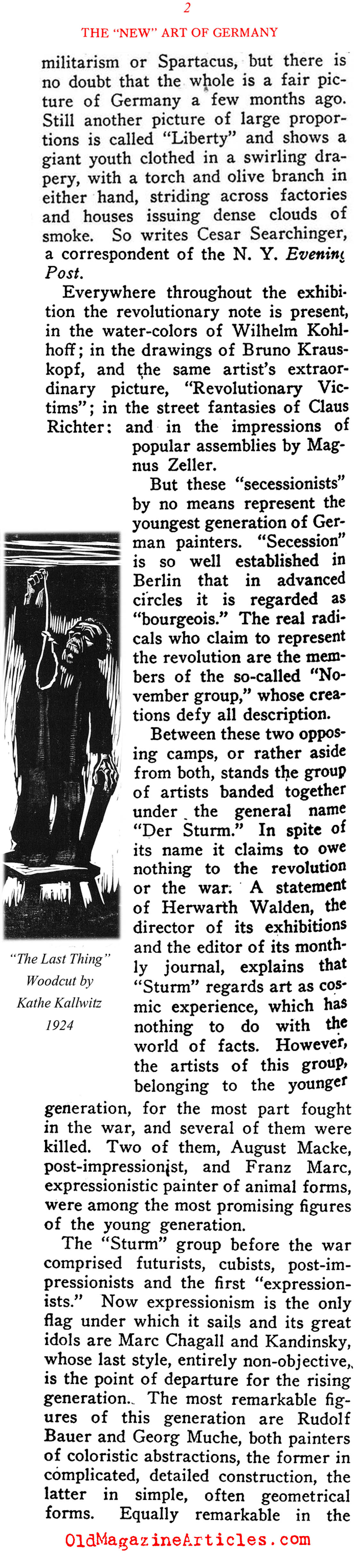 The New Objectivity (Current Opinion, 1919)