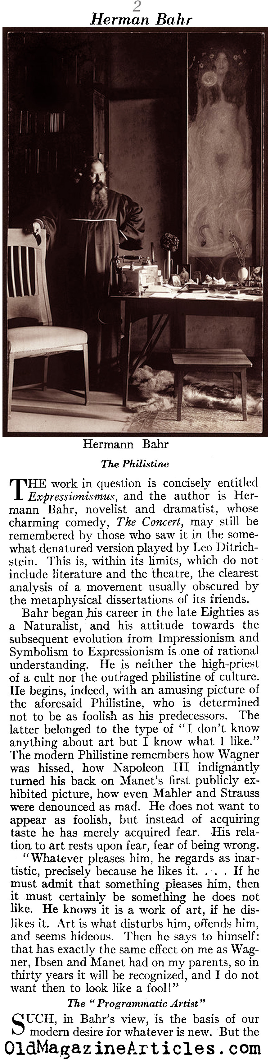 Expressionism as Theory (Vanity Fair Magazine, 1923)