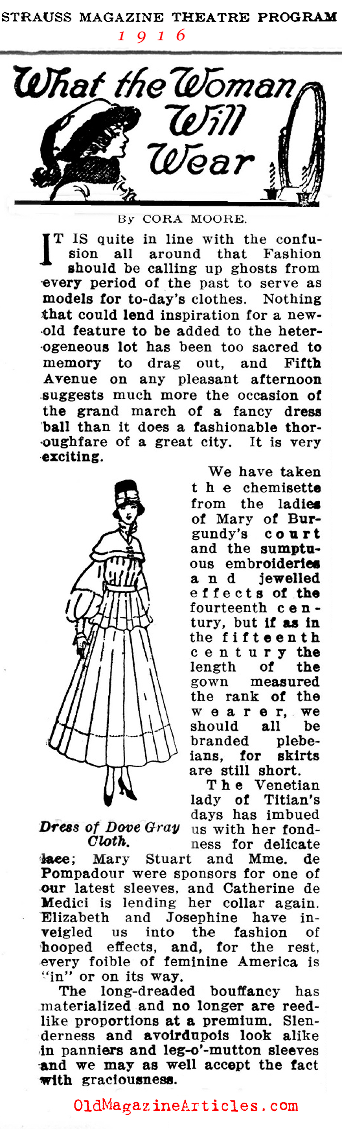  New York Fashions for Spring   (Strauss Magazine Theatre Program, 1916)