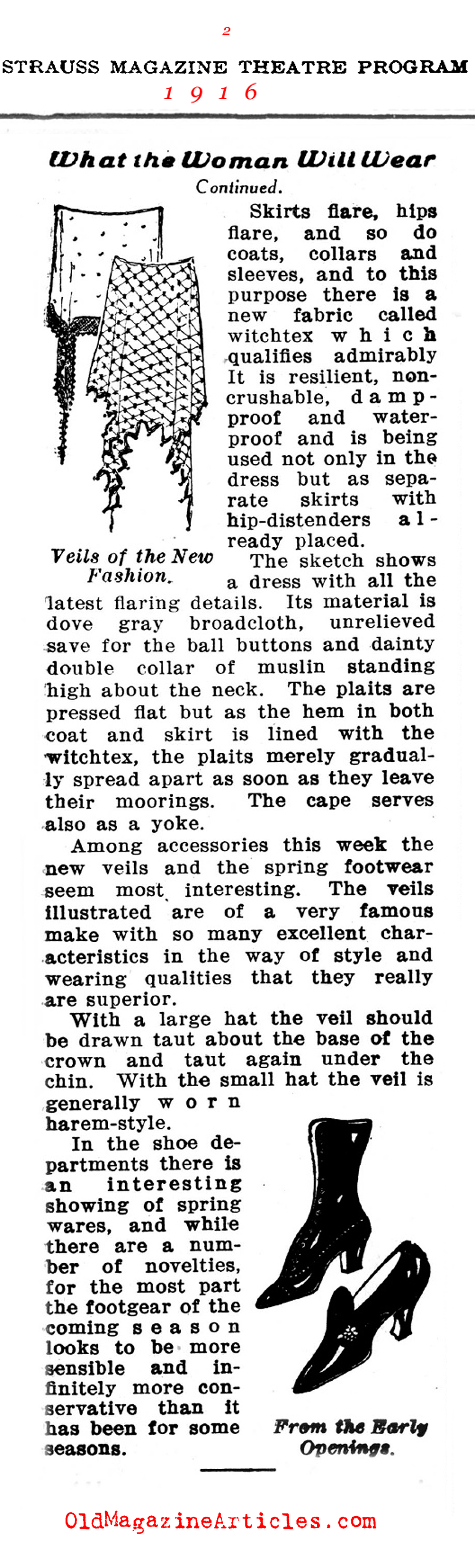  New York Fashions for Spring   (Strauss Magazine Theatre Program, 1916)