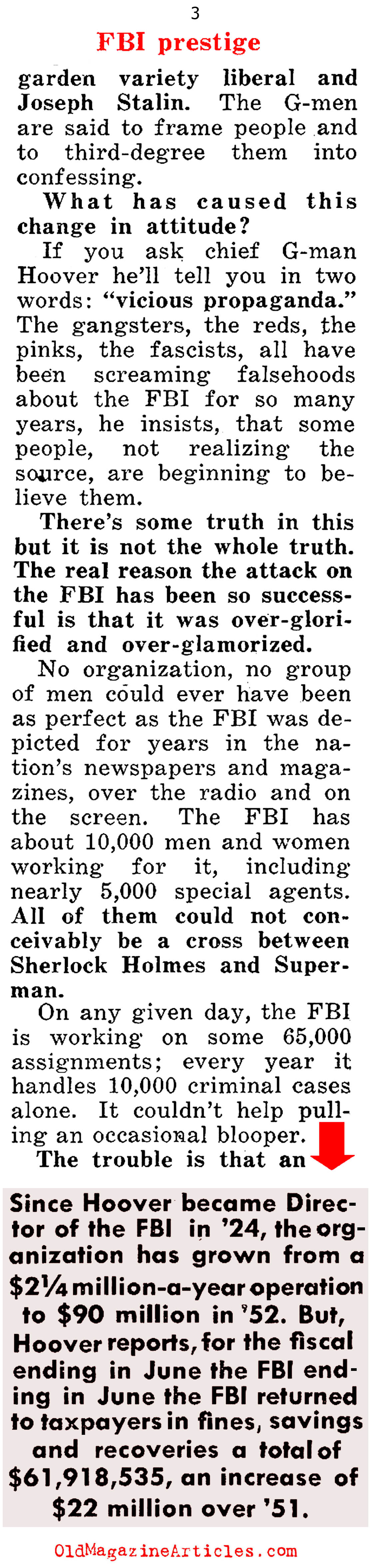 The Damaged Prestige of the FBI (Quick Magazine, 1952)