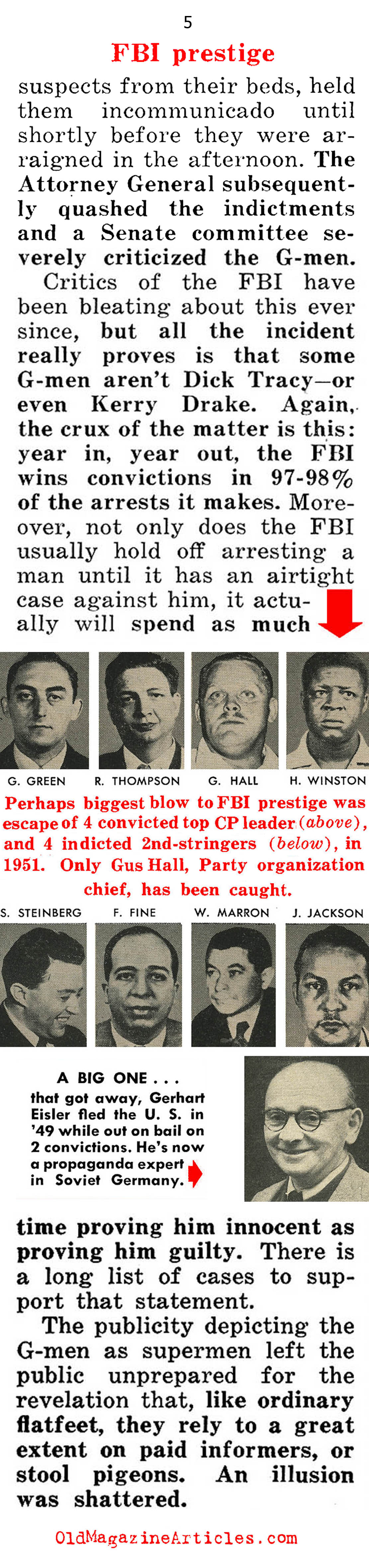 The Damaged Prestige of the FBI (Quick Magazine, 1952)