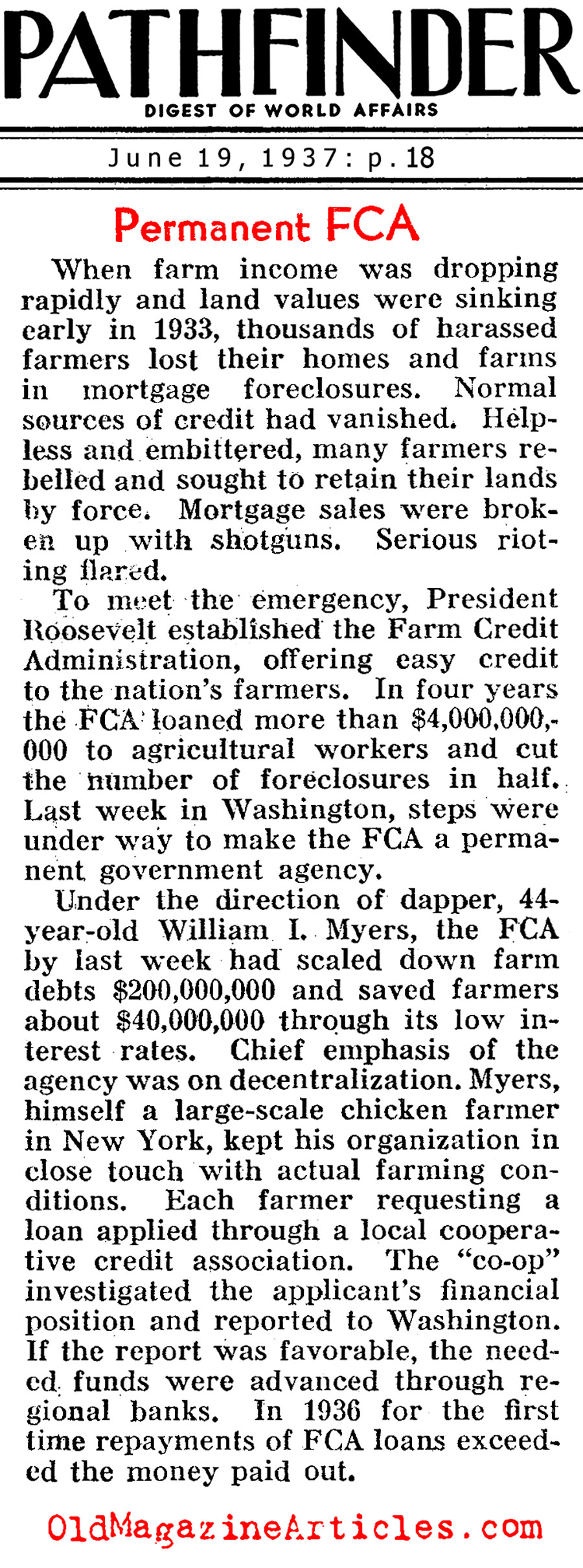 FCA: Not Going Anywhere (Pathfinder Magazine, 1937)